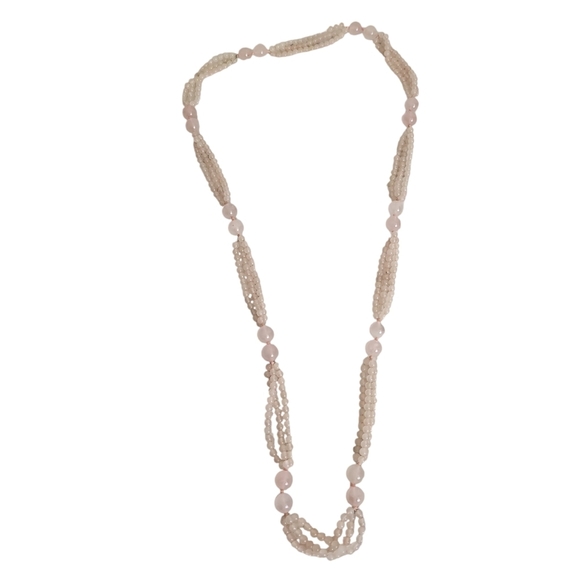 Chinese Antique Knotted Rose Quartz Beaded Necklace - Picture 2 of 3